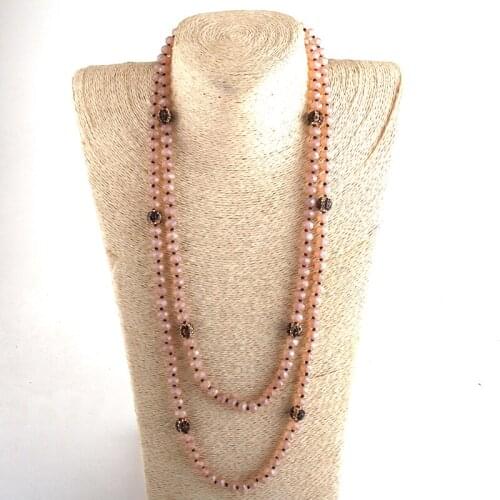 MD Fashion Bohemian Jewelry Long Glass TigerEye Pave Necklaces For Women Necklace Boho Gift