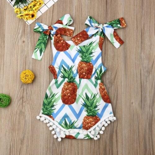 Pudcoco Fashion New Infant Baby Kid Girl Pineapple Jumpsuit Romper Outfit Tassel Newborn Baby-Girl 0-24-Months Summer Casual