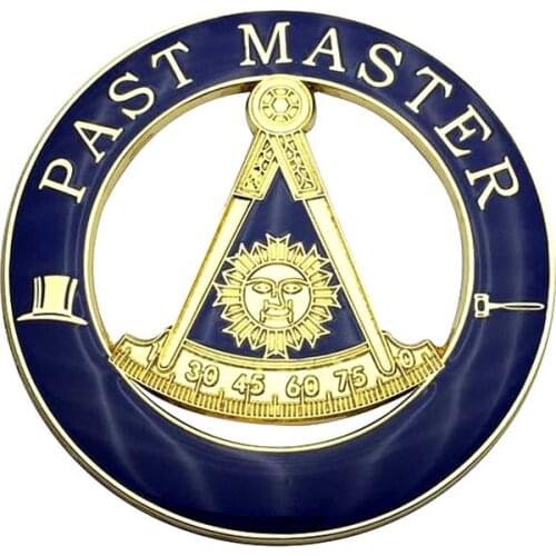 3" Masonic Car Emblem Gold Blue Past Master Auto Truck Motorcycle Decal Sticker Badge With Red Adhesive