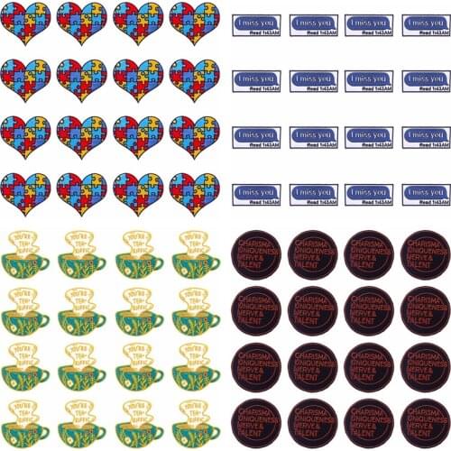 Prajna 10PCS Cartoon Heart Patches Stripes Iron On Patches On Clothes Jacket Applique Wholesale Letter Embroidered Patches DIY