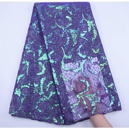 Latest African Organza Lace Fabric 2020 High Quality Lace Sequins French Nigerian Lace Fabric For Wedding Party Dress Sew S1829