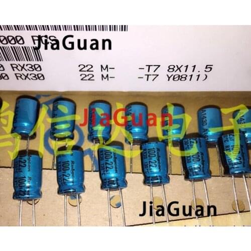 50PCS NEW RUBYCON RX30 100V22UF 8X11.5MM Electrolytic Capacitor rx30 22uF/100V 130 degrees 22UF 100V