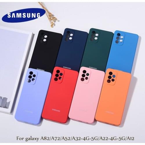 For Samsung Galaxy A32 A22 4G 5G Case For Samsung A82 A52 A72 A12 Luxury Back Phone Cover A325F Original Liquid Silicone Case