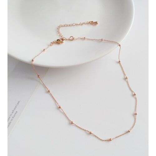 Simply Jewelry Necklace Thin Chain Small Beads Short Necklace For Women Fashion Accessories Jewelry Choker For Giry Student Gift
