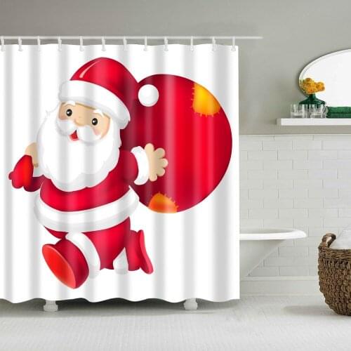 Christmas Decoration Santa Claus Shower Curtain Washable Eco-friendly Waterproof Curtain For Bathroom With Plastic Hook B1033