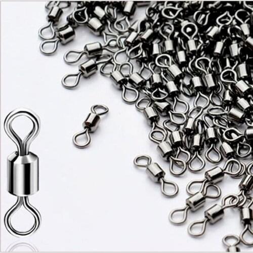 Meredith 100PCS/Lot Fishing Swivels Ball Bearing Swivel with Safety Snap Solid Rings Rolling Swivel for Carp Fishing Accessories