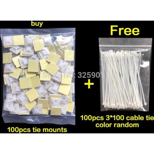 100PCS Self Adhesive Backed Cable Tie Mounts Wire Zip Tie Base Holders White 20 mmx 20 mm