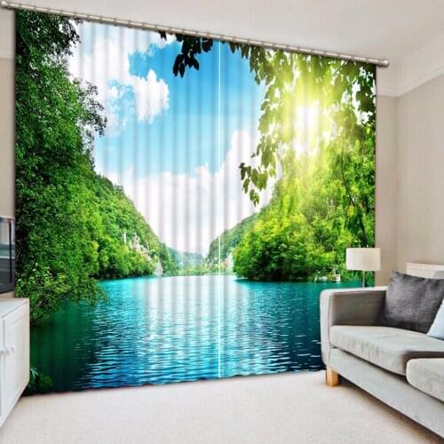 Window Decoration Curtains nature landscape Sheer Curtains For The Living Room Bedroom Kitchen 3D Curtains