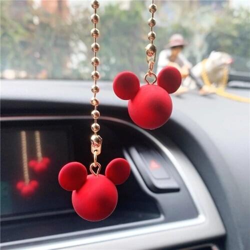 Car Interior Decoration Pendant Cute Mickey Mouse Rearview Mirror Pendant Decoration For Car Goods Car Interior Accessories