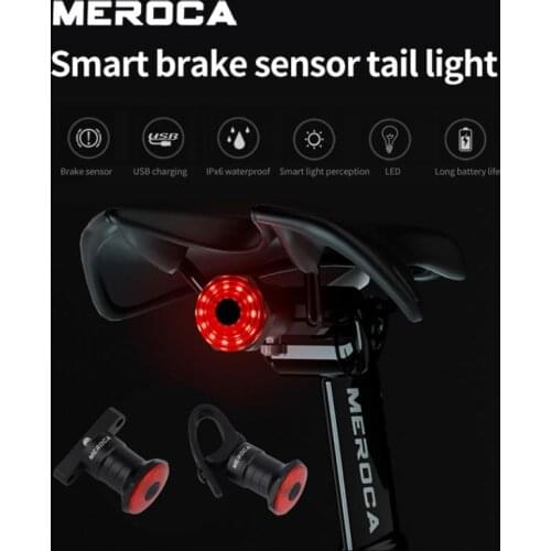 6 Models MEROCA Cycling Bike Light USB Tail Lights Intelligent Sensor Auto/Manual Mode Switch 2021 Smart Warning Cycling Lights