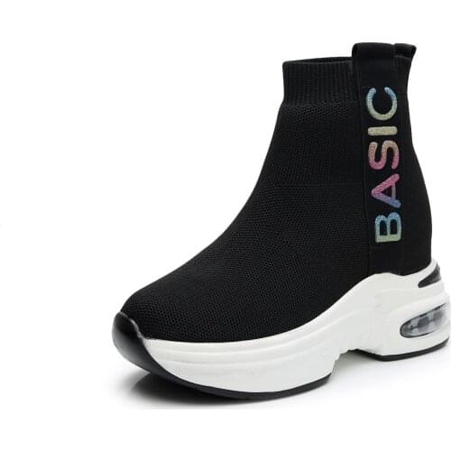 Increased womens shoes 2019 autumn wild thick bottom net red casual short boots father high-top stretch socks boots