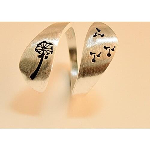 2021 Wind Blowing Dandelion Opening Rings For Women Men Fashion Silver Color Female Male Adjustable Jewelry Birthday Party Gifts