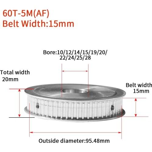 60Teeth HTD5M Synchronous Timing Pulley Bore10/12/14/15/19/20/22/24/25/28mmWidth=15mm60TAF Keyway bore keyway diameter4/5/6/8mm