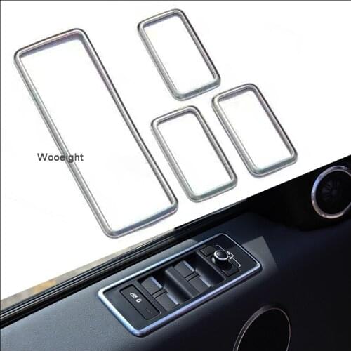 Wooeight 4Pcs Matte Silver Car Interior Door Window Switch Button Cover Trim Fit for Land Rover Range Rover Sport 2014-2016 2017