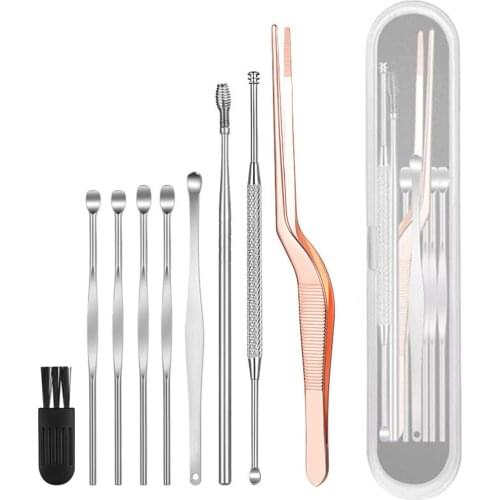 5Pcs/set Ear Wax Pickers Stainless Steel Earpick Wax Remover Curette Ear Pick Cleaner Ear Cleaner Spoon Care Ear Clean Tool
