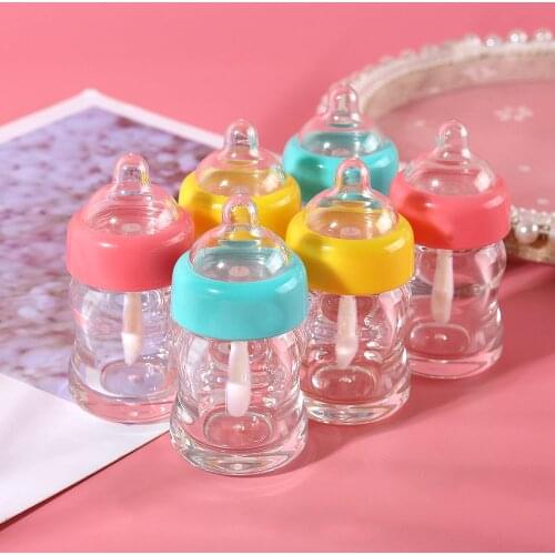 5pcs/lot 7ml Milk Baby Bottle Plastic Lipgloss Empty Tube Cosmetic Novelty Nipple Lip Gloss Packaging Container Sample Bottle
