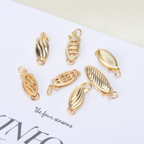 Shinning Gold Plated Necklace/Bracelet Clasps S925 Sterling Silver Pearl Jewelry Components Women DIY Handmade Craft Acceessory