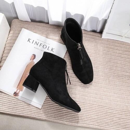 Black Boots Ankle Boots For Women High Heel Boots Woman Shoes Luxury Autumn Women Chaussures Femmes Automne Hiver Botas Mujer