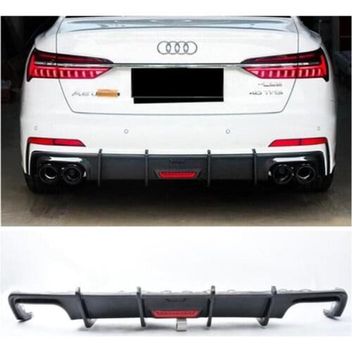 For Audi A6 S Line S6 RS6 C8 2019 2020 2021 2022 Carbon Fiber Rear Bumper Diffuser Lip Spoiler High Quality Auto Accessories