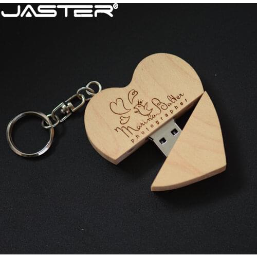 JASTER Maple wooden Walnut wooden LOVE heart model LOGO 64GB Flash Drive 4GB 8GB 16GB 32GB Pendrive USB 2.0 Usb stick best gift