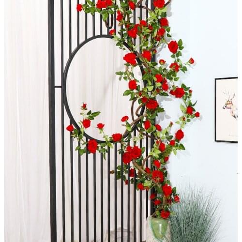 175cm Artificial Flowers Silk Rose Rattan With Fake Plants Leaves Vine For Wedding Home Hotel Wall Decoration Garden Decor