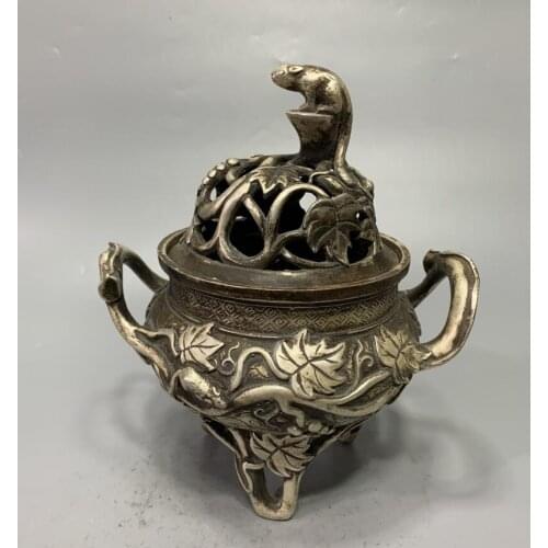 China White copper archaize squirrel Incense burner crafts statue