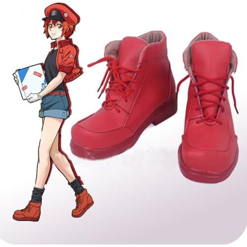 Cells At Work Erythrocite Red Blood Cell Red Cosplay Shoes Boots Halloween Cosplay Costume Accessories