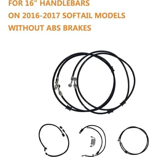 Black Cable Brake Line Kit for 16" Handlebars on 2016-2017 Softail Models without ABS Brakes