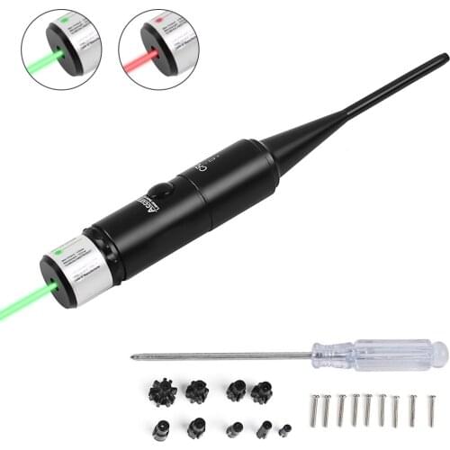 Red or Green Dot Laser Bore Sighter Kit for .177 to .50 Caliber Pistol Rifle Third Version Hunting Boresighter with 8 Adapters