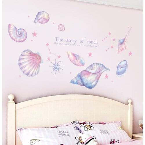 Creative Dreamy Conch Wall Sticker for Girl Room Decoration Headboard Bedroom Art Decal Aesthetic Livng Room Mural