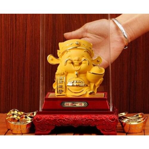 HOT SALE # HOME OFFICE company SHOP BEST GIFT Talisman Money Drawing GOOD LUCK gold gilding CAI SHEN God of wealth Ornament