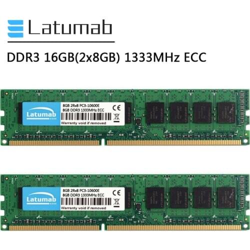 Latumab Memoria RAM DDR3 16GB (2x8GB) 1333MHz Workstation Memory 240Pin ECC UDIMM PC3-10600E 1.5V DDR3 RAM ECC Unbuffered Memory