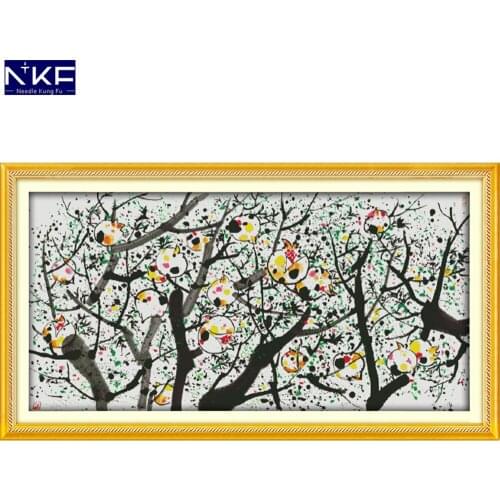NKF Pomegranate Stamped Cross Stitch Pattern DIY Kit Needlework Embroidery Set Chinese Cross Stitch for Home Decor