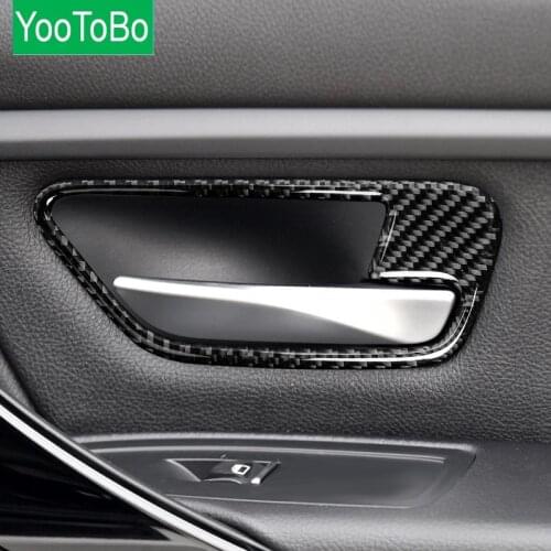 Carbon Fiber Car Interior Door Handle Cover Trim Door Bowl Stickers decoration for BMW F30 F34 3series 3GT 2013-2018 accessories