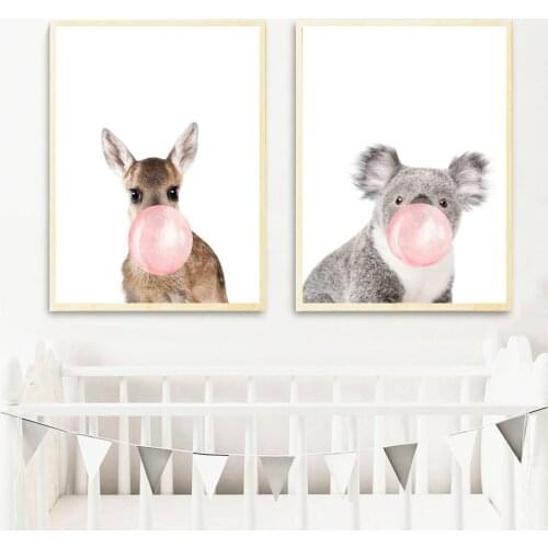 Zebra Giraffe Deer Koala Bubble Animal Wall Art Canvas Painting Nordic Posters And Prints Wall Pictures Kids Room Nursery Decor