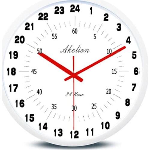 Newest 24 Hour Dial Design 12 Inches Plastic Frame Modern Fashion Decorative Round Wall clock