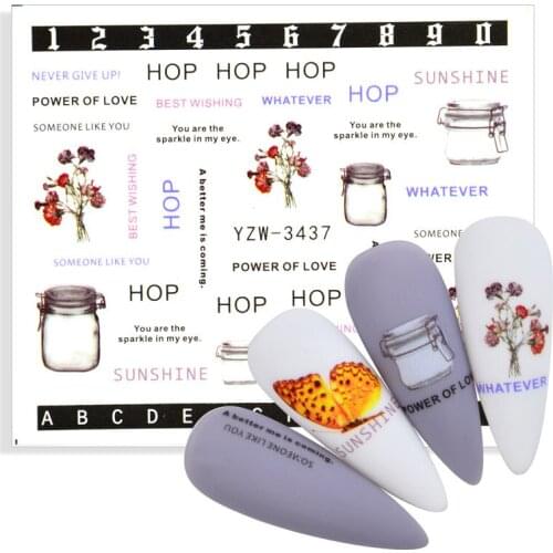 Newest Water Transfer Letter Design 3D Nail Sticker Decal Export Russia Watermark Nail Art Tattoos DIY Decorations for Nail Art