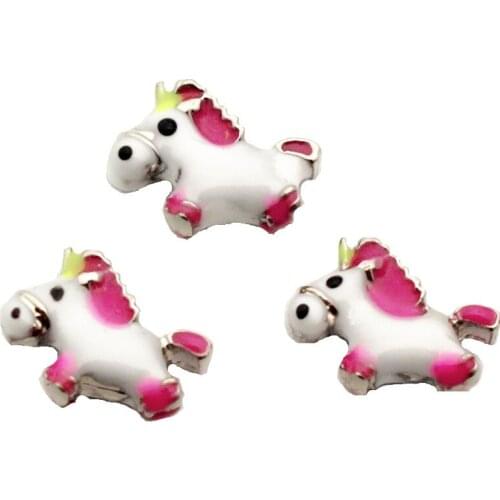 New arrival 3D 10pcs/lot Pink pony floating charms charms living glass memory lockets Accessory diy jewelry