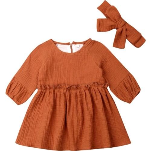 Autumn Girl Dress 2019 Toddler Girl Baby Dress Cotton Linen Princess Party Pageant Dresses Kids Clothes