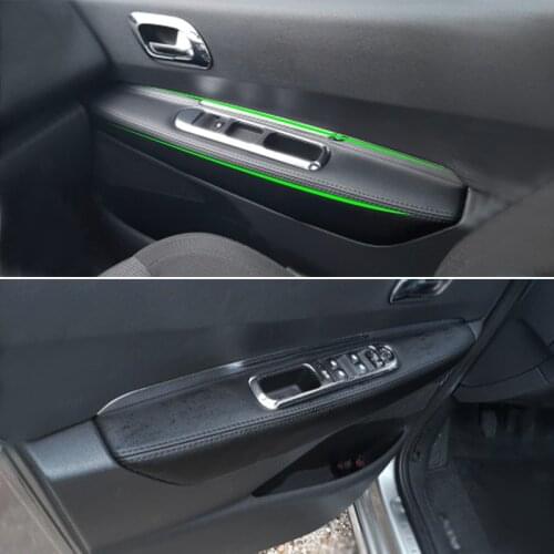 Car Interior Door Armrest Panel Microfiber Leather Cover Sticker Trim For Peugeot 3008 2011 2012