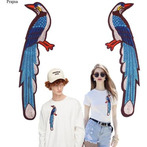 Prajna A pair Phoenix Bird Embroidered Patches For Clothing Sew on Patches Stripes Stickers On Clothes Cartoon Lovers Appliques