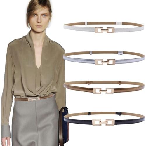 Black Belt For Women Thin Adjustable Leather Female Belts Elastic Alloy Buckle Dress Waist Belts ceinture femme pasek damski