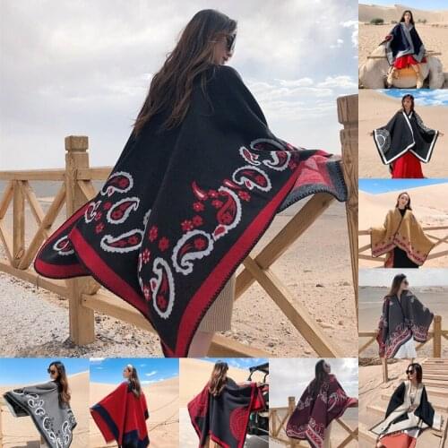 Autumn Winter Shawl Fashion Poncho Women Scarf for Lady Luxury Blanket 130*150cm Imitation Cashmere Scarves Warm Pashmina Cape
