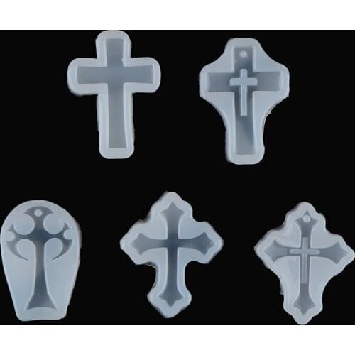 5styles Resin Cross Resin Decorative Craft Silicone Mold For Epoxy Jewelry Making Necklace Jewelry DIY Scrapbooking Tool