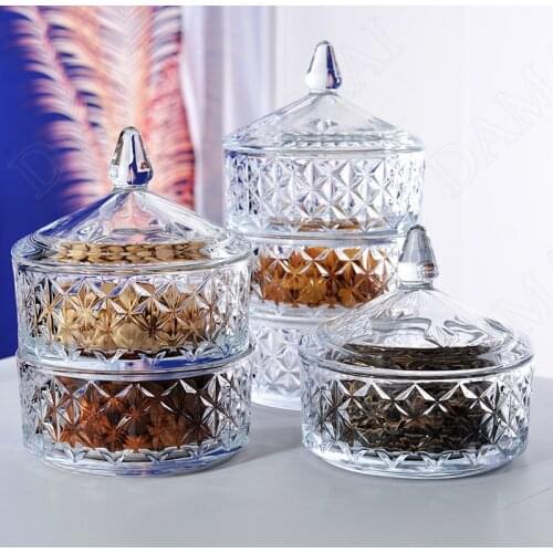 Glass Storage Jar Candy Snacks Separate Tank Multilayer Dried Fruit Jars Jewelry Cosmetic Containers Home Decoration Ornaments