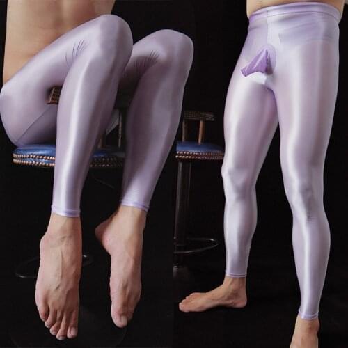 Steel Tube Dance Costumes Sexy Nightclub Men Singer Stage Performance Silky Glossy Shiny Pantyhose Reflective Stockings