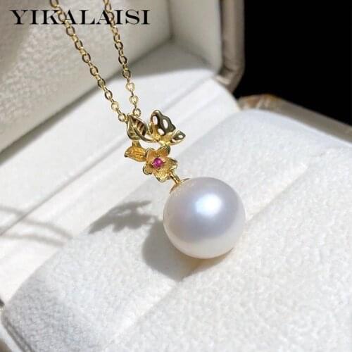 YIKALAISI 9-10mm Round Natural Freshwater Pearl Pendants Jewelry For Women 925 Sterling Silver Necklaces New Arrivals Wholesales