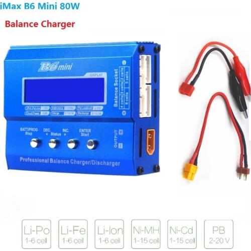 IMAX B6 Mini 80W Digital DC Lipo Li-ion LiFe Battery Balance Charger XT60 Plug + 90W Adapter For RC FPV Racing Camera Drone