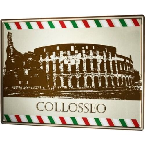 Tin Sign Retro Art Metropole Colosseum Rome