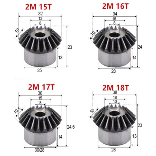 1pcs 2 Modulus 15T 16T 17T 18Teeth Gear Teeth Spiral Bevel Gears 90 degree 1 : 1 For Violent model Car Modification DIY
